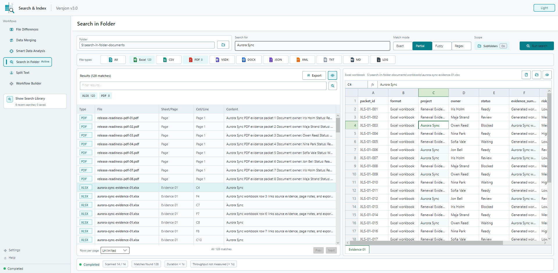 Search in Folder screenshot in Search & Index