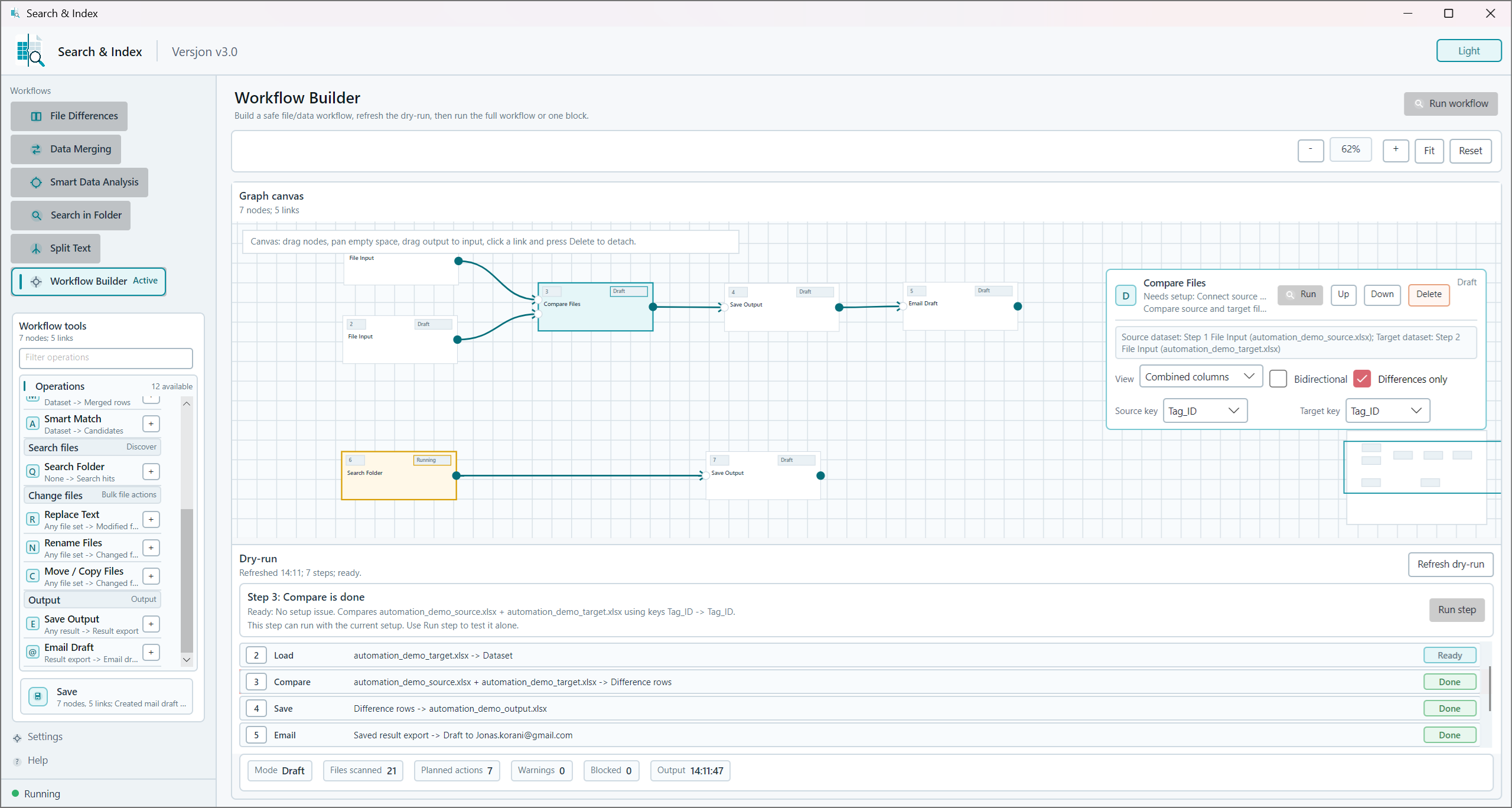 Workflow Builder screenshot in Search & Index
